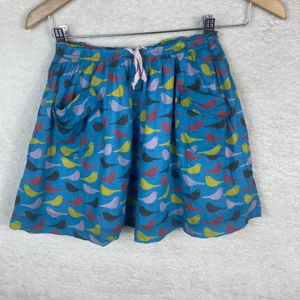 Mini Boden Floral Blue Dove‎ Bird Print Pocket Skirt Lined Girls Size 7-8